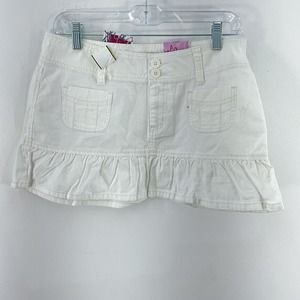 The Myth of Jade White Cotton Front Pocket Mini Skirt Womens Size 9